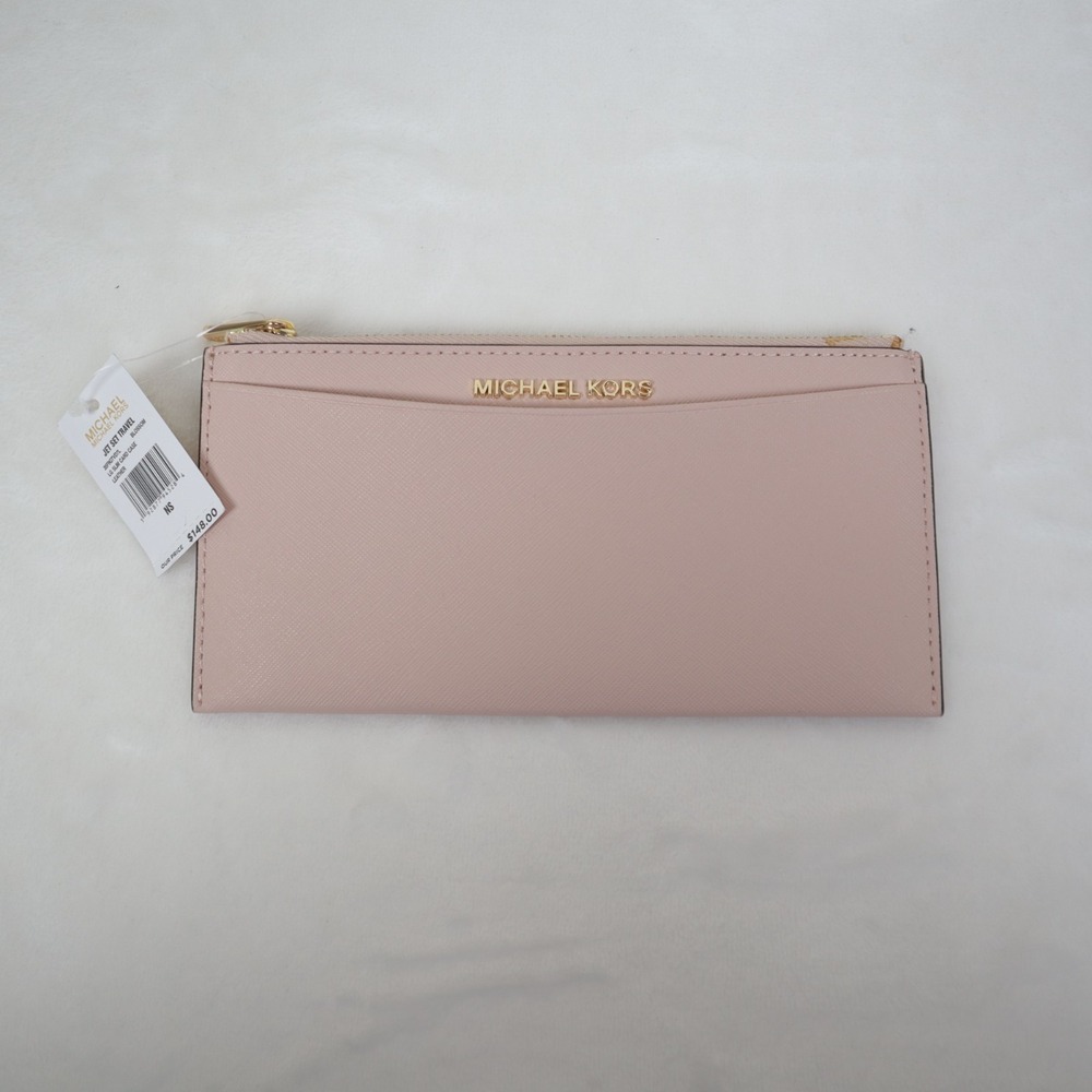 Michael Kors Jet Set Travel Large Card Case Pink Blossom Saffiano Leather NWT